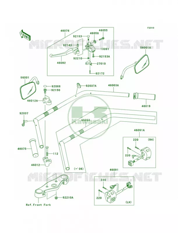 Handlebar Kawasaki MOTOS 900 2007 Vulcan 900 Classic  VN900B7F