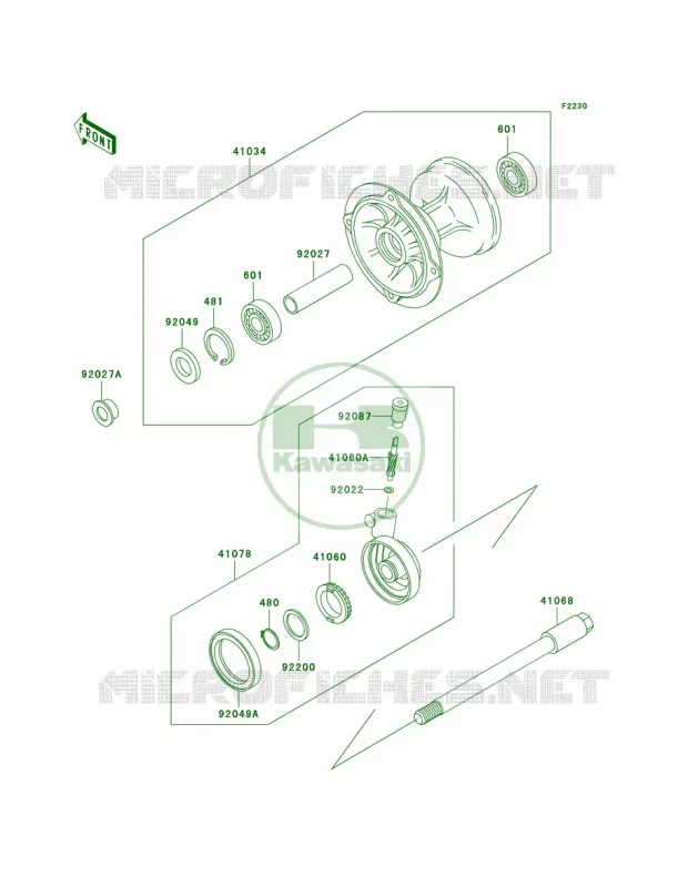 Front Hub Kawasaki MOTOS 250 2006 KLX250S  KLX250H6F