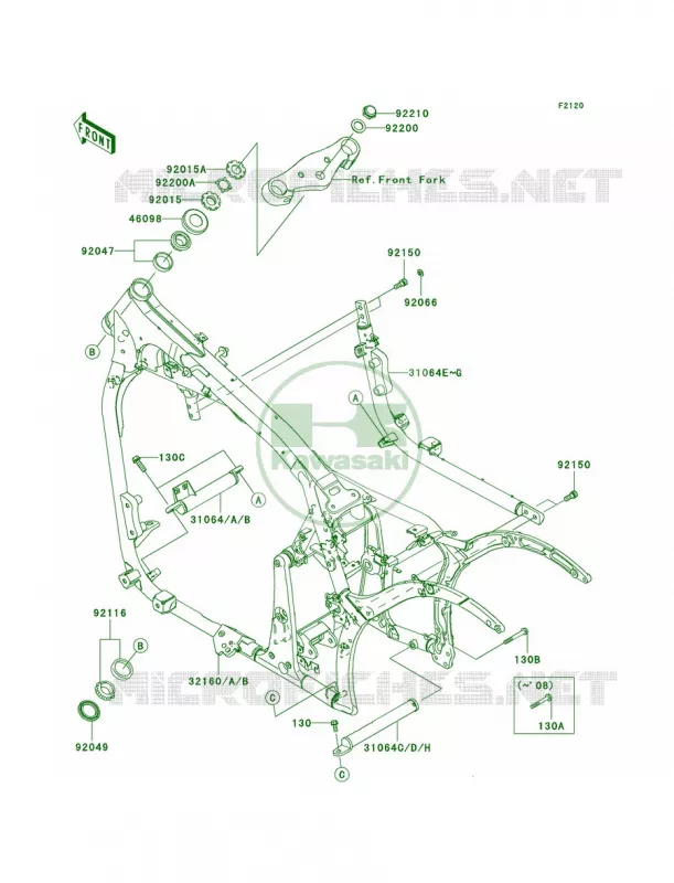 Frame Kawasaki MOTOS 900 2007 Vulcan 900 Custom  VN900C7F