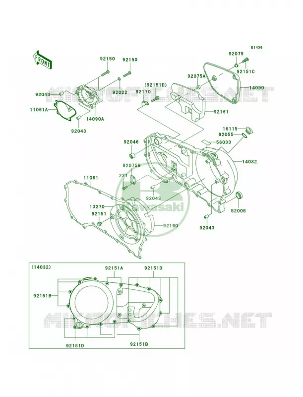 Right Engine Covers Kawasaki MOTOS 1500 2005 Vulcan 1500 Classic  VN1500-N4