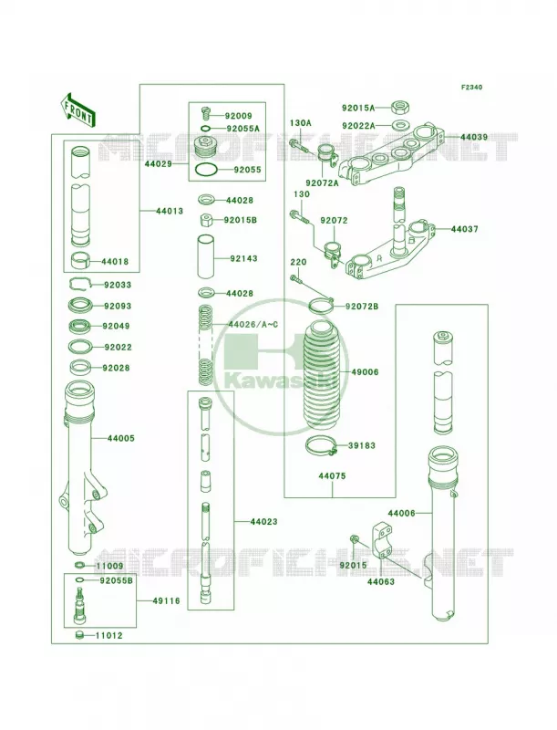 Front Fork Kawasaki MOTOS 200 2005 KDX200  KDX200-H11