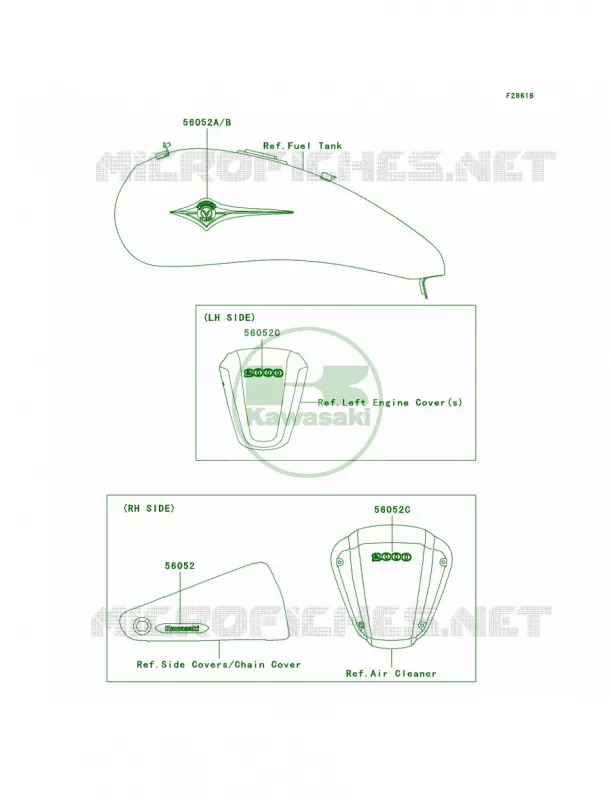 DecalsEbonyGreenBlueA2 Kawasaki MOTOS 2000 2005 Vulcan 2000  VN2000-A2