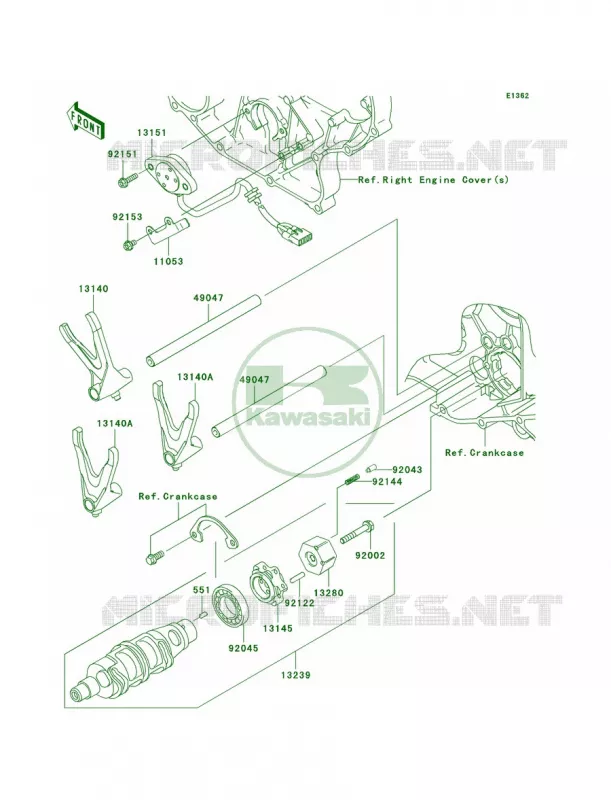 Gear Change DrumShift ForksA1 Kawasaki MOTOS 2000 2005 Vulcan 2000  VN2000-A2
