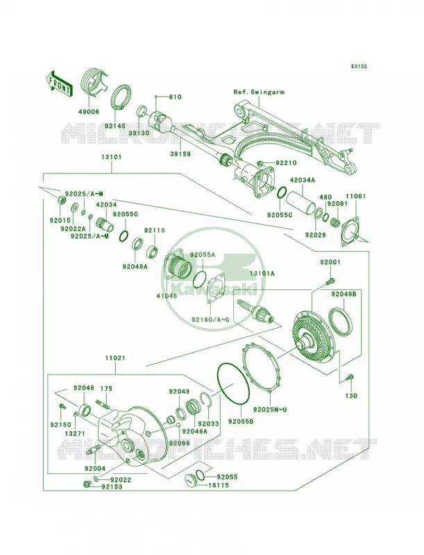 Drive ShaftFinal Gear Kawasaki MOTOS 1500 2004 Vulcan 1500 Classic  VN1500-E7
