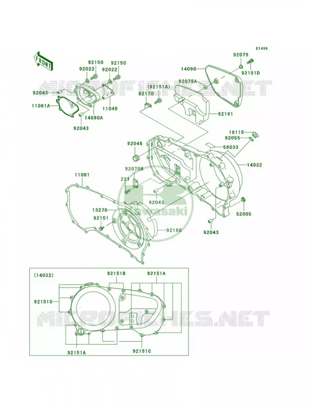 Right Engine Covers Kawasaki MOTOS 1500 2004 Vulcan 1500 Classic  VN1500-E7