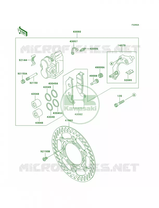 Front BrakeA11A12 Kawasaki MOTOS 220 2005 KDX220R  KDX220-A12