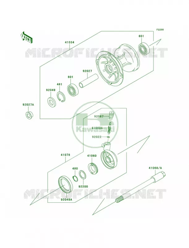 Front Hub Kawasaki MOTOS 220 2005 KDX220R  KDX220-A12