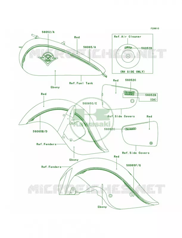 DecalsEbonyRedR2 Kawasaki MOTOS 1500 2004 Vulcan 1500 Drifter  VN1500-R4