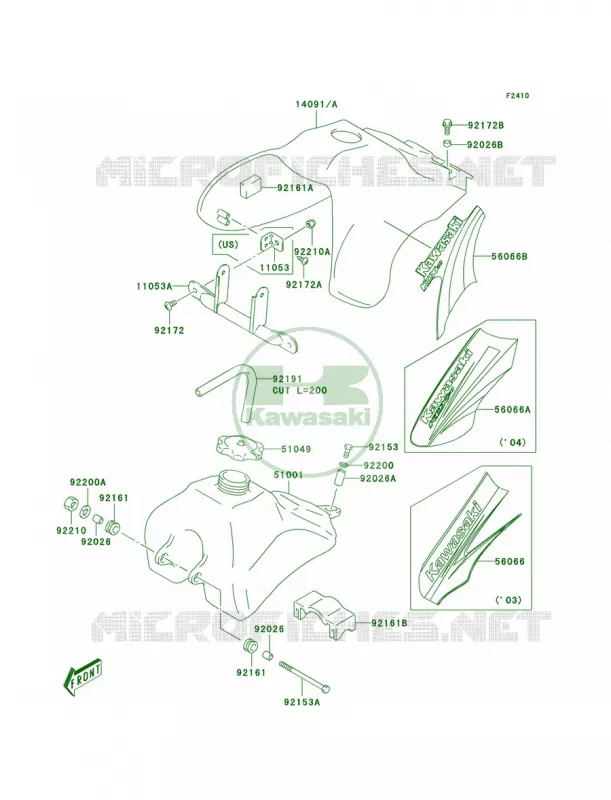 Fuel Tank Kawasaki MOTOS 50 2005 KDX50  KDX50-A3