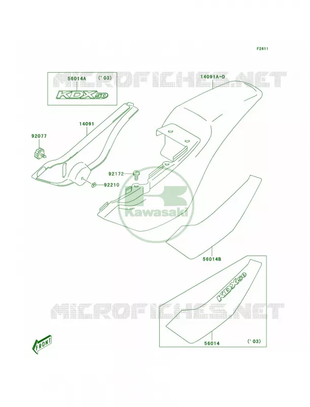 Side Covers Kawasaki MOTOS 50 2005 KDX50  KDX50-A3