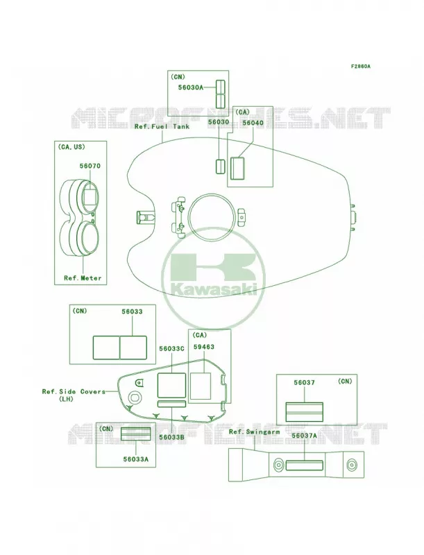 LabelsVN1500-P2 Kawasaki MOTOS 1500 2003 Vulcan 1500 Mean Streak  VN1500-P2