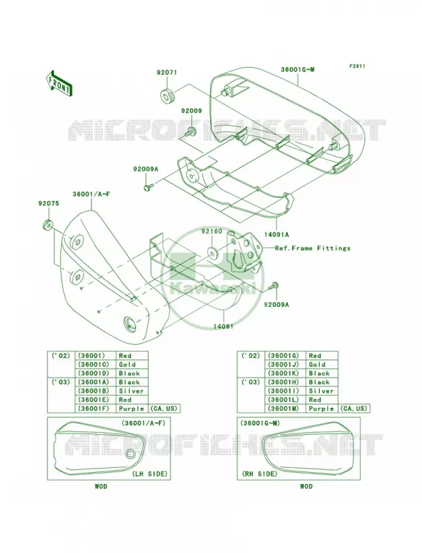 Side Covers Kawasaki MOTOS 1500 2003 Vulcan 1500 Mean Streak  VN1500-P2