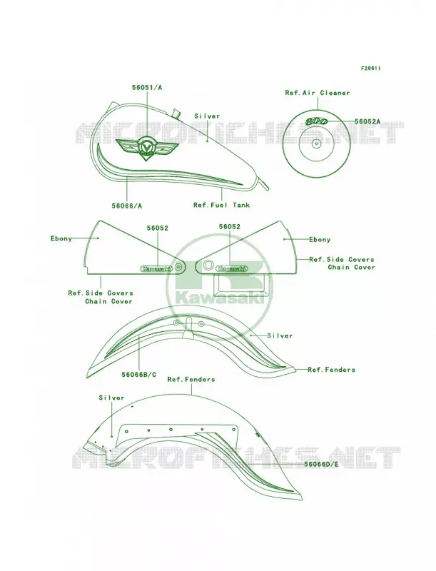 DecalsM.P.SilverVN800-B9CN Kawasaki MOTOS 800 2003 Vulcan 800 Classic  VN800-B8