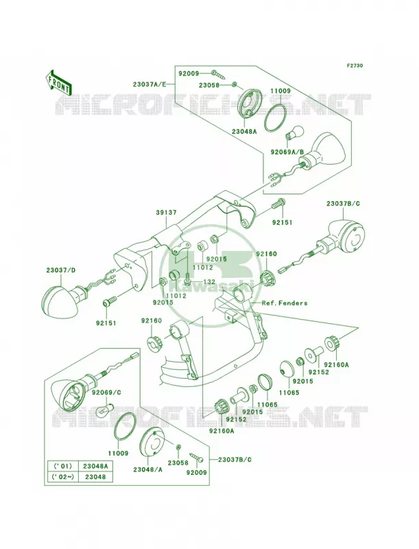 Turn Signals Kawasaki MOTOS 800 2003 Vulcan 800 Drifter  VN800-E3