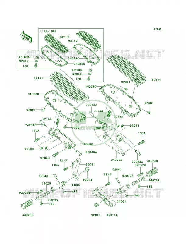 Footrests Kawasaki MOTOS 1500 2002 Vulcan 1500 Classic  VN1500-E5