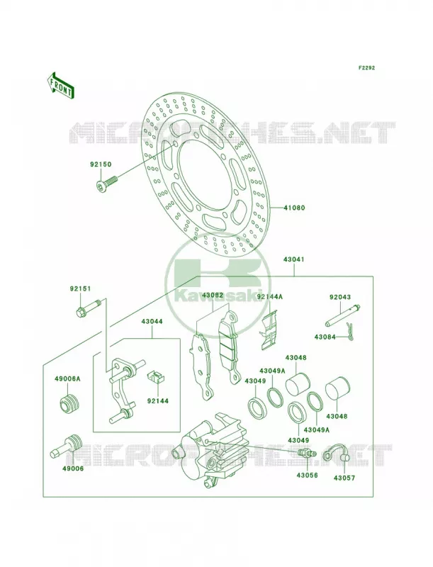 Front Brake Kawasaki MOTOS 1500 2002 Vulcan 1500 Classic Fi  VN1500-N3