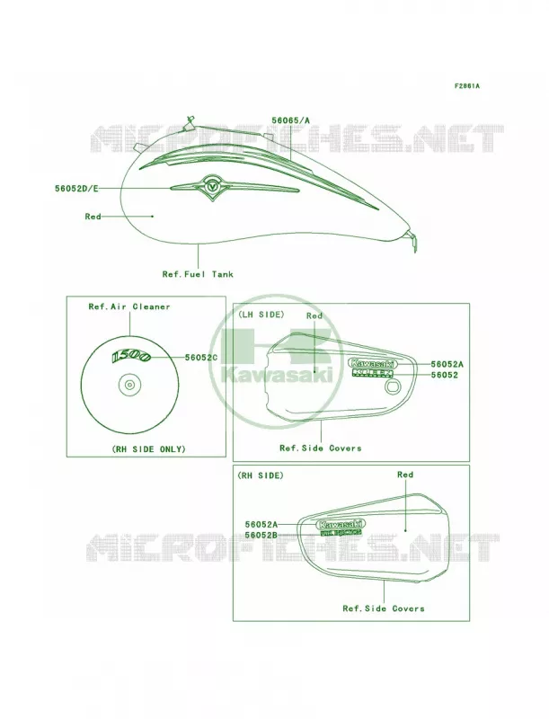 DecalsRedVN1500-P1 Kawasaki MOTOS 1500 2002 Vulcan 1500 Mean Streak  VN1500-P1