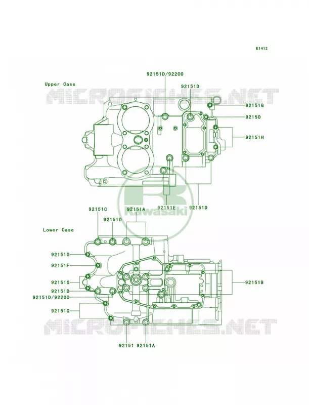 Crankcase Bolt Pattern Kawasaki MOTOS 650 2000 W650  EJ650-A2