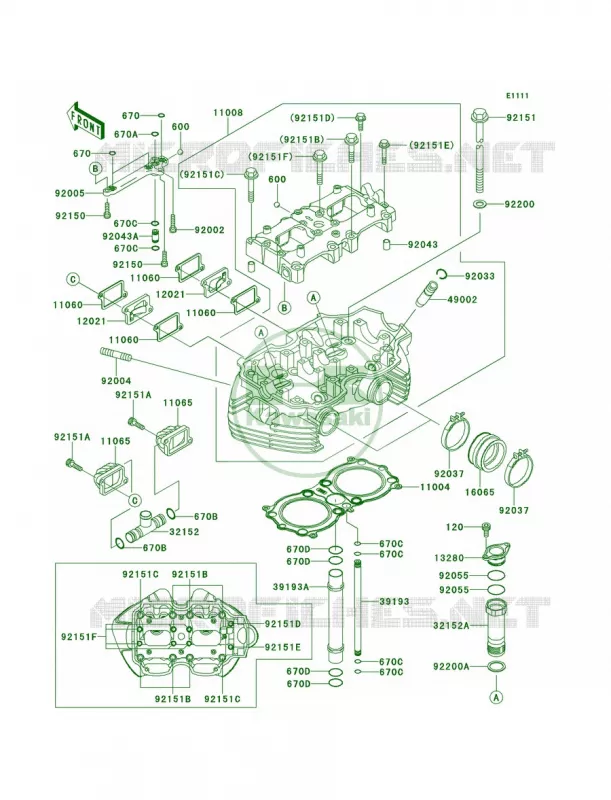 Cylinder Head Kawasaki MOTOS 650 2000 W650  EJ650-A2