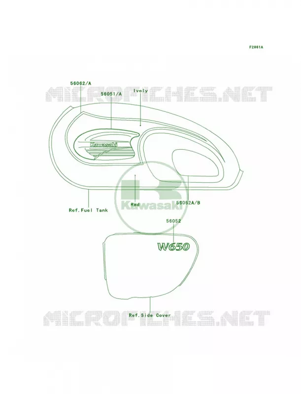 DecalsRedIvoryEJ650-A2 Kawasaki MOTOS 650 2000 W650  EJ650-A2