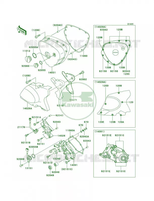 Left Engine Covers Kawasaki MOTOS 650 2000 W650  EJ650-A2