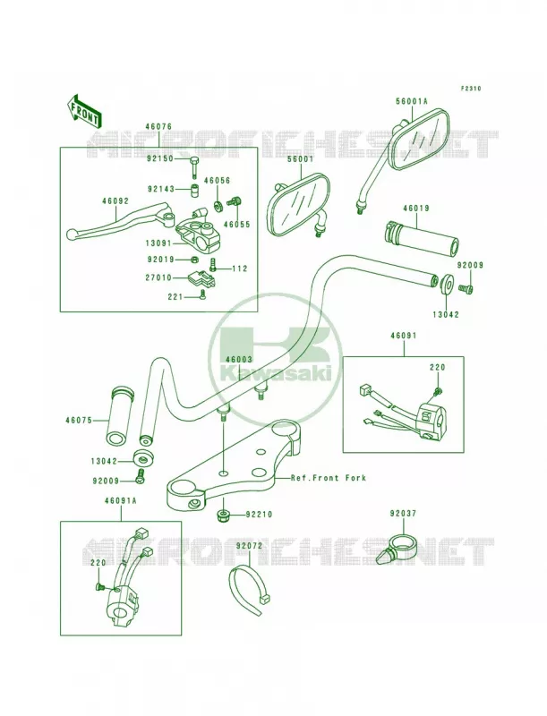 Handlebar Kawasaki MOTOS 500 2000 Vulcan 500 LTD  EN500-C5