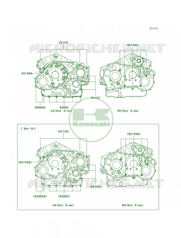 Crankcase Bolt Pattern Kawasaki MOTOS 1500 1999 Vulcan 1500 Classic  VN1500-E2
