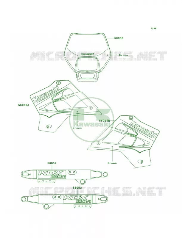 DecalsGreenA10 Kawasaki MOTOS 220 2004 KDX220R  KDX220-A11