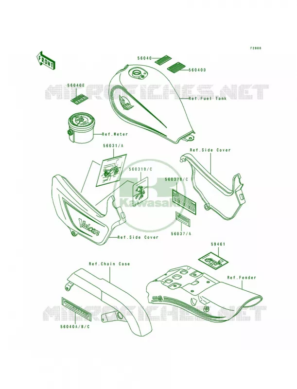 Labels Kawasaki MOTOS 500 1996 Vulcan 500  EN500-A7