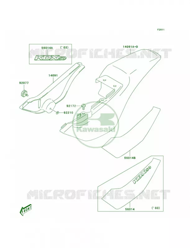 Side Covers Kawasaki MOTOS 50 2004 KDX50  KDX50-A2