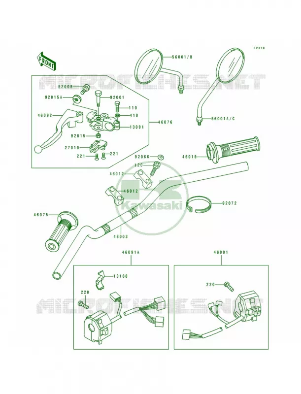 Handlebar Kawasaki MOTOS 250 1993 Eliminator 250  EL250-E3