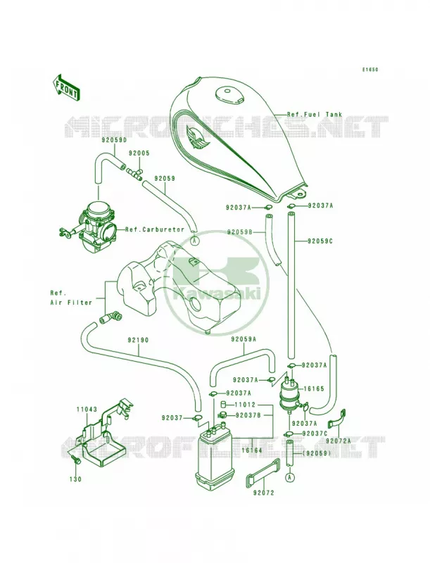 Fuel Evaporative System Kawasaki MOTOS 500 1993 Vulcan 500  EN500-A4