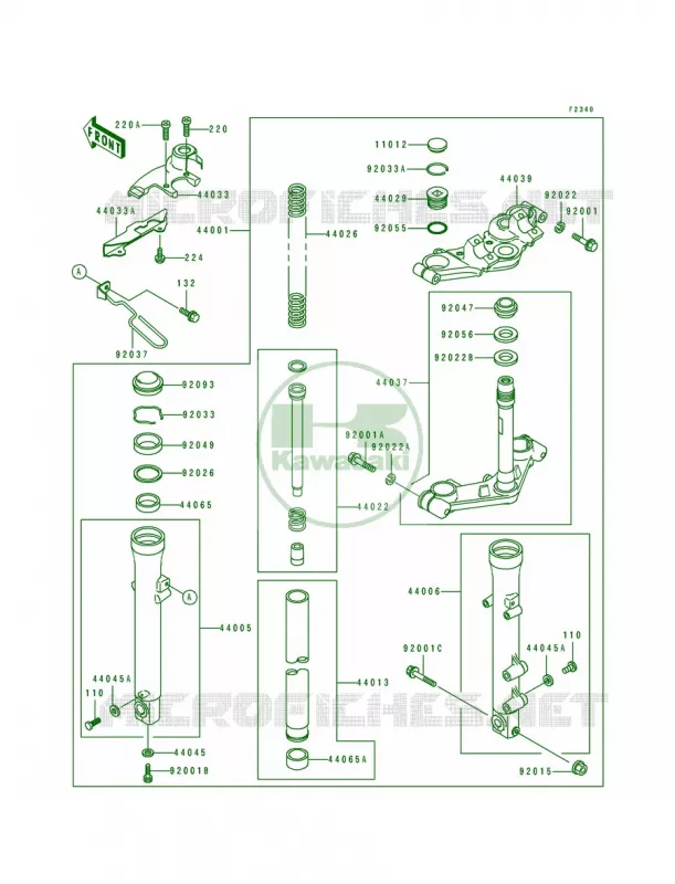 Front Fork Kawasaki MOTOS 250 1992 Eliminator 250  EL250-E2