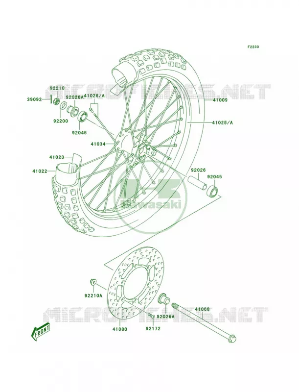 Front Hub Kawasaki MOTOS 125 2004 KLX125L  KLX125-B2