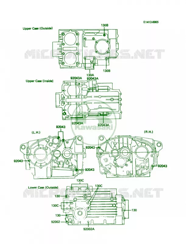 Crankcase Bolt Pattern Kawasaki MOTOS 305 1988 LTD  KZ305-B3