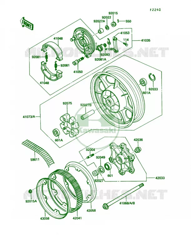 Rear WheelChain Kawasaki MOTOS 450 1987 454 LTD  EN450-A3
