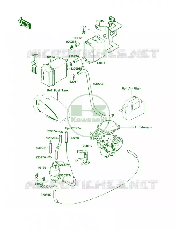 Fuel Evaporative System Kawasaki MOTOS 305 1987 LTD  KZ305-B2
