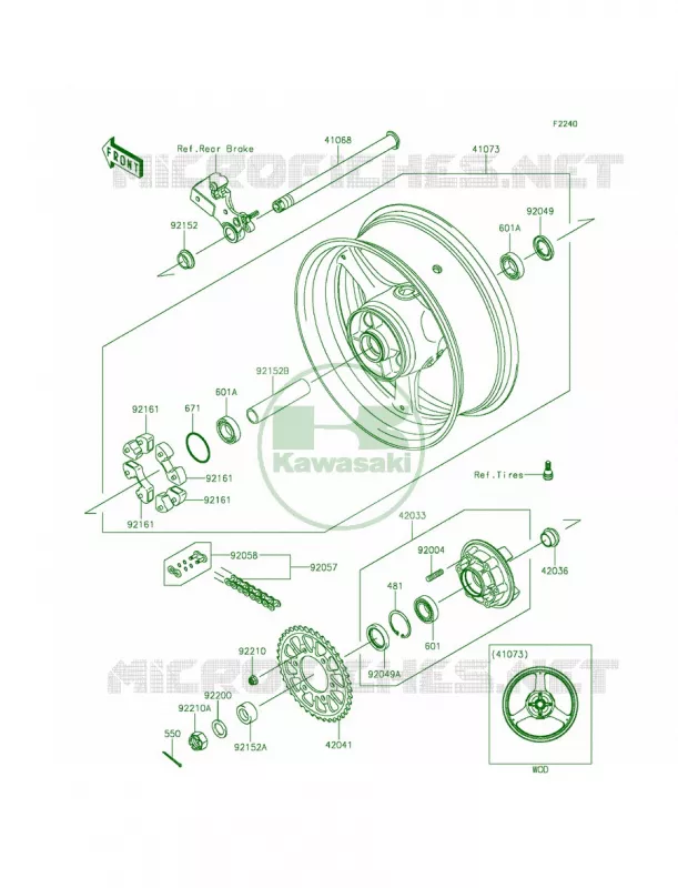 Rear WheelChain Kawasaki MOTOS 1000 2015 Ninja ZX-10R  ZX1000JFF
