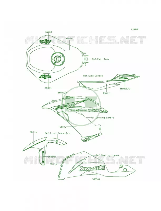 DecalsP.F.S.WhiteFDF Kawasaki MOTOS 636 2015 Ninja ZX-6R  ZX636FFFA