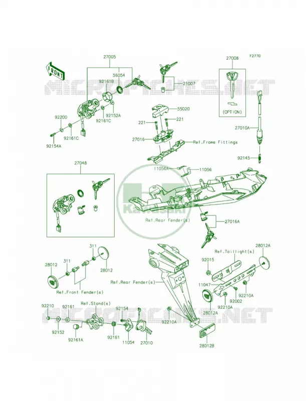 Ignition SwitchLocksReflectors Kawasaki MOTOS 636 2015 Ninja ZX-6R  ZX636FFFA