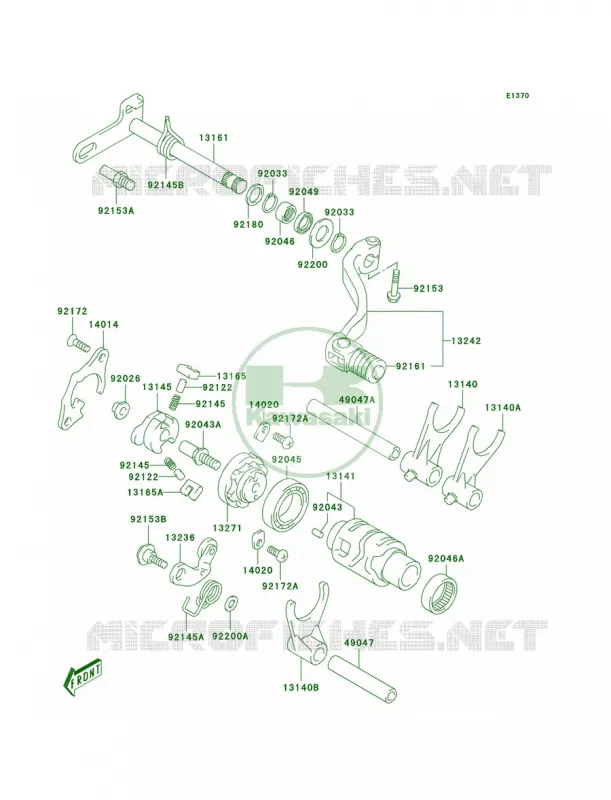 Gear Change Mechanism Kawasaki MOTOS 400 2004 KLX400R  KLX400-B2
