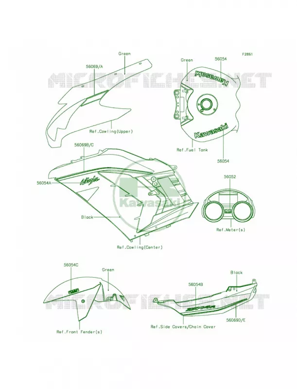 DecalsGreenFFFACAUS Kawasaki MOTOS 1400 2015 Ninja ZX-14R ABS  ZX1400FFFA