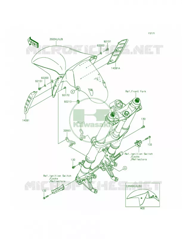 Front Fenders Kawasaki MOTOS 1400 2015 Ninja ZX-14R ABS  ZX1400FFFA