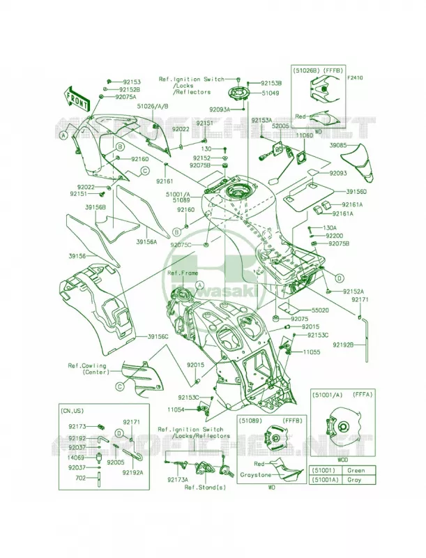 Fuel Tank Kawasaki MOTOS 1400 2015 Ninja ZX-14R ABS  ZX1400FFFA