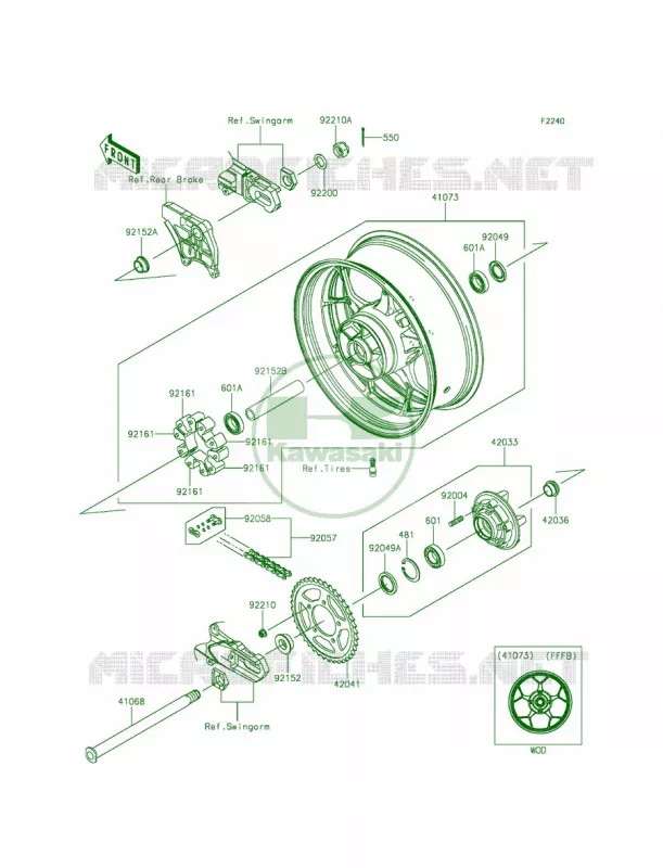 Rear WheelChain Kawasaki MOTOS 1400 2015 Ninja ZX-14R ABS  ZX1400FFFA