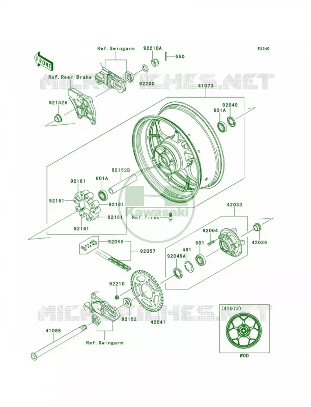 Rear WheelChain Kawasaki MOTOS 1400 2014 Ninja ZX-14R  ZX1400EEFA