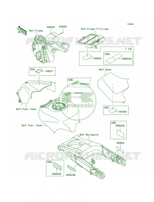 Labels Kawasaki MOTOS 1400 2014 Ninja ZX-14R ABS  ZX1400FEFA
