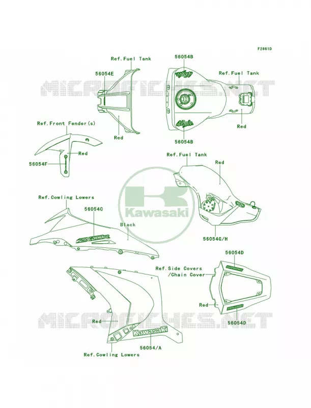 DecalsRedKCFCAUS Kawasaki MOTOS 1000 2014 Ninja ZX-10R ABS  ZX1000KEF