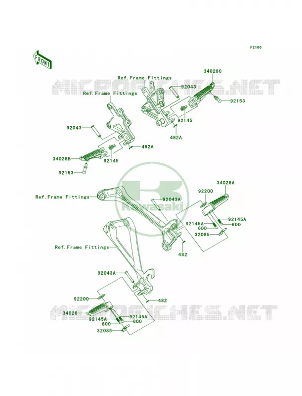 Footrests Kawasaki MOTOS 1000 2014 Ninja ZX-10R ABS  ZX1000KEF