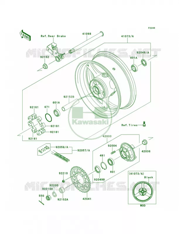 Rear WheelChain Kawasaki MOTOS 1000 2014 Ninja ZX-10R ABS  ZX1000KEF